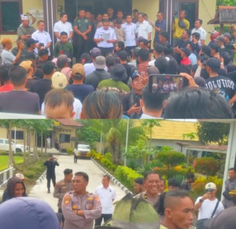 Ratusan Anggota Gapoktan dan Masyarakat Gruduk Kantor Polsek Sungai Sampit